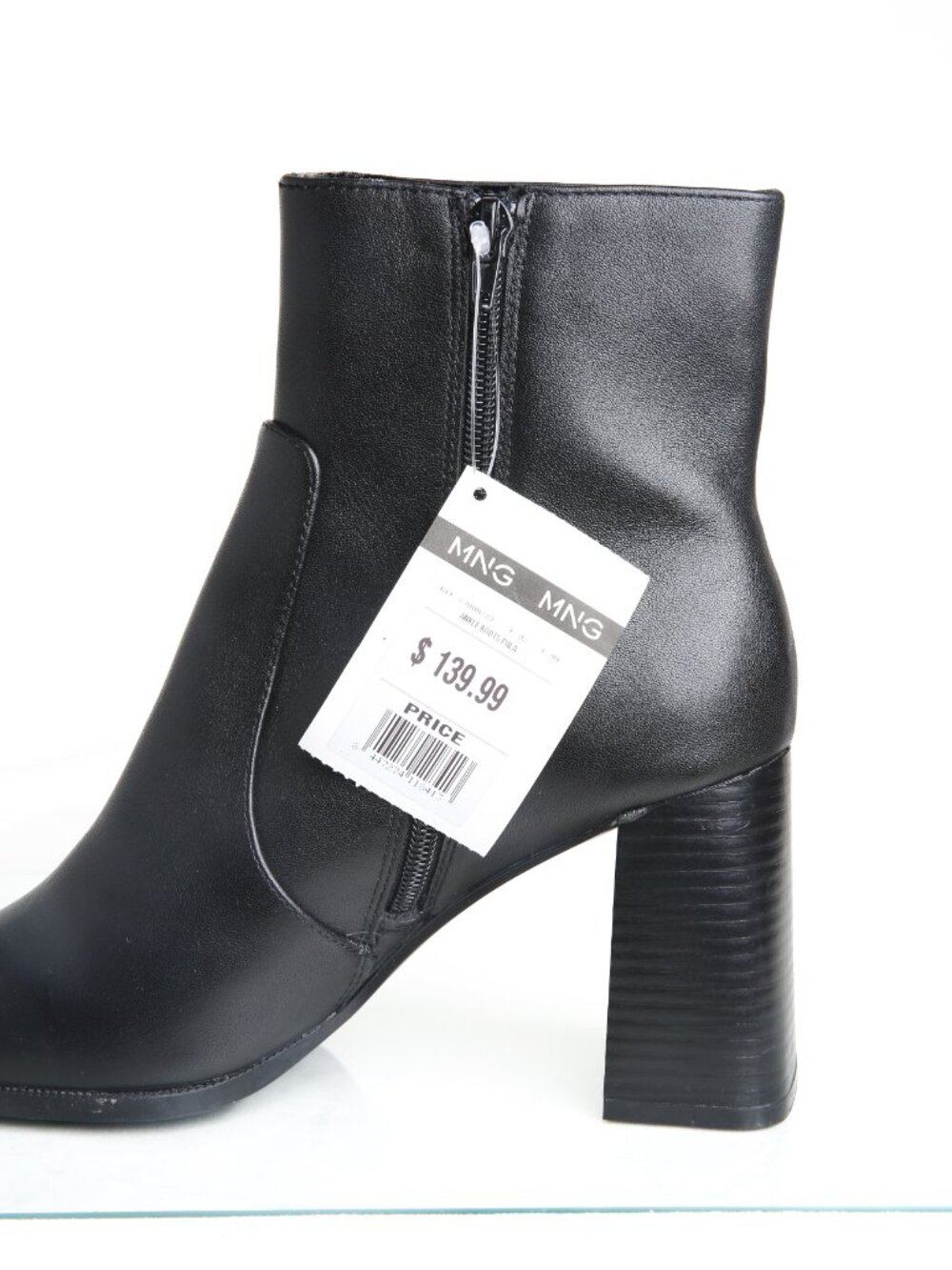 MANGO Leather Block Heel Square Toe Ankle Boots - Picture 11 of 15